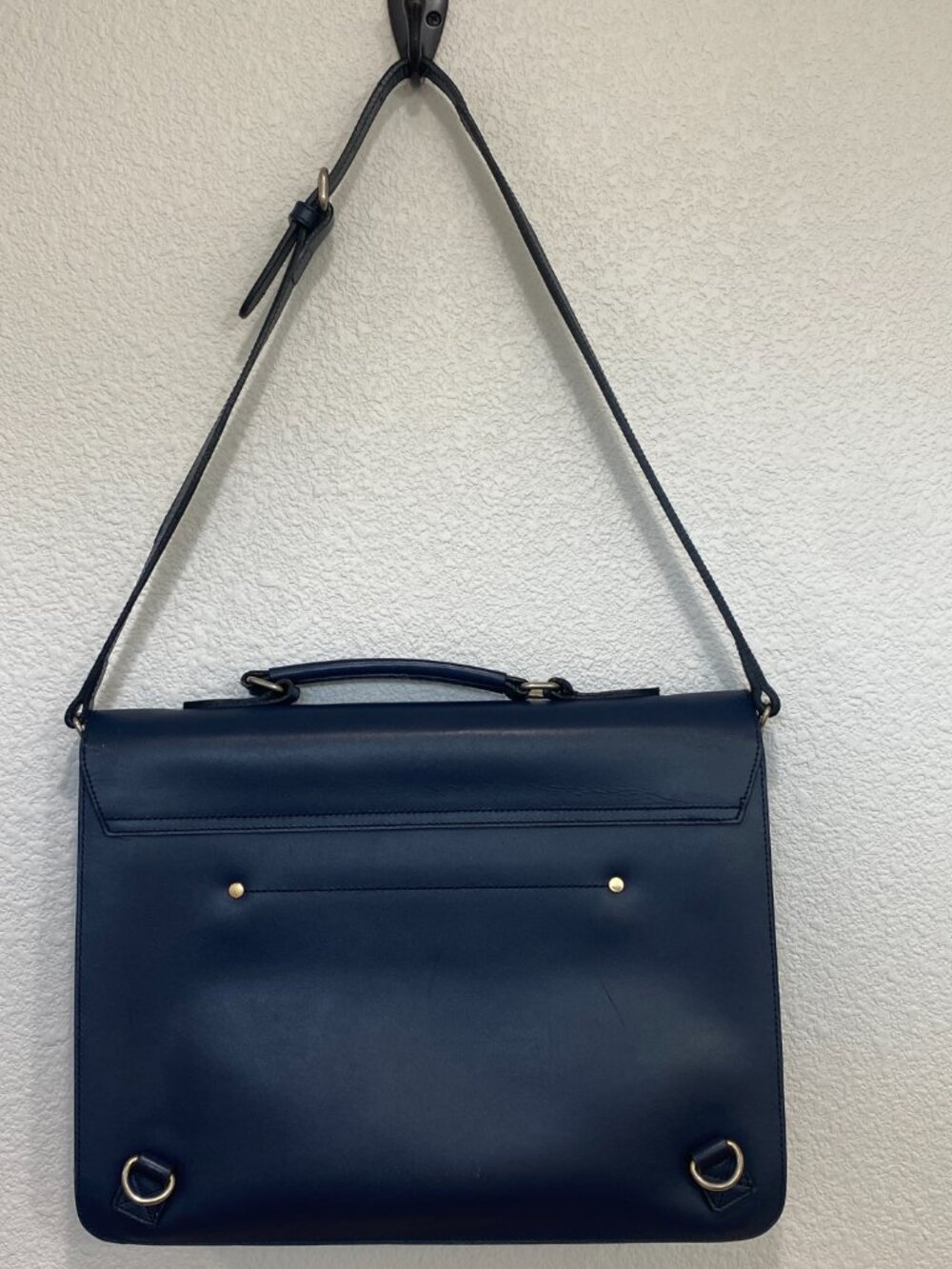 Luccica Navy Blue Leather Satchel Shoulder Bag Briefcase Minimalist Korean Desig - Picture 4 of 15